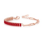 Asymmetric Paper Clip Tennis Bracelet with Zircon for Women