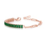 Asymmetric Paper Clip Tennis Bracelet with Zircon for Women