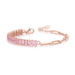 Asymmetric Paper Clip Tennis Bracelet with Zircon for Women