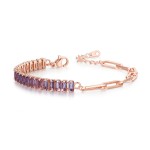 Asymmetric Paper Clip Tennis Bracelet with Zircon for Women