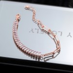 Asymmetric Paper Clip Tennis Bracelet with Zircon for Women