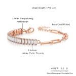 Asymmetric Paper Clip Tennis Bracelet with Zircon for Women
