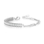 Asymmetric Paper Clip Tennis Bracelet with Zircon for Women