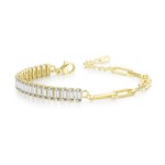 Asymmetric Paper Clip Tennis Bracelet with Zircon for Women