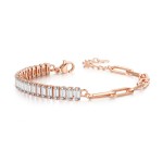 Asymmetric Paper Clip Tennis Bracelet with Zircon for Women