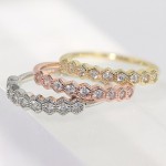Dainty Geometric Hexagon Zircon Rose Gold Ring for Women