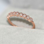 Dainty Geometric Hexagon Zircon Rose Gold Ring for Women