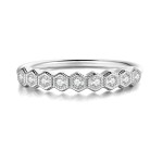Dainty Geometric Hexagon Zircon Rose Gold Ring for Women