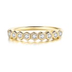 Dainty Geometric Hexagon Zircon Rose Gold Ring for Women