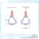 Rose Gold Crystal Heart Stud Earrings for Women