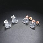 Rose Gold Crystal Heart Stud Earrings for Women