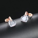 Rose Gold Crystal Heart Stud Earrings for Women
