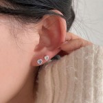 Heart Zircon Cartilage Stud Earrings for Women, Pink & Blue Tragus Helix Piercing
