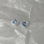 Heart Zircon Cartilage Stud Earrings for Women, Pink & Blue Tragus Helix Piercing