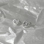 Heart Zircon Cartilage Stud Earrings for Women, Pink & Blue Tragus Helix Piercing