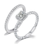 Women's Korean Crystal Zircon Twisted Ring in White Gold