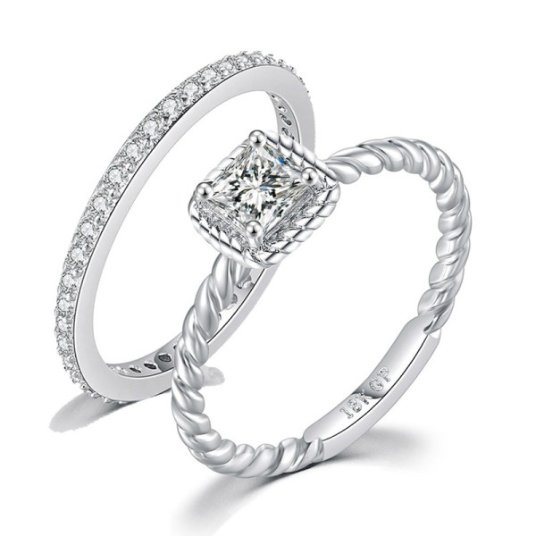 Women's Korean Crystal Zircon Twisted Ring in White Gold