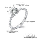 Women's Korean Crystal Zircon Twisted Ring in White Gold