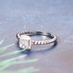 Women's Korean Crystal Zircon Twisted Ring in White Gold