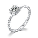 Women's Korean Crystal Zircon Twisted Ring in White Gold