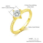Minimalist Gold Twist Square Cubic Zirconia Solitaire Ring for Women