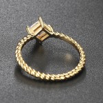 Minimalist Gold Twist Square Cubic Zirconia Solitaire Ring for Women
