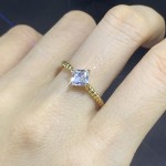 Minimalist Gold Twist Square Cubic Zirconia Solitaire Ring for Women