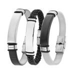 Men's Titanium Steel Bracelet Black Silver Hip Hop Rock Jewelry