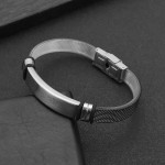 Men's Titanium Steel Bracelet Black Silver Hip Hop Rock Jewelry