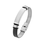 Men's Titanium Steel Bracelet Black Silver Hip Hop Rock Jewelry