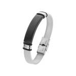 Men's Titanium Steel Bracelet Black Silver Hip Hop Rock Jewelry