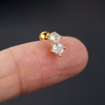 Gold Screw Stud Earrings with Mini Zircon for Women