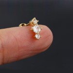 Gold Screw Stud Earrings with Mini Zircon for Women