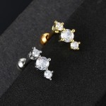 Gold Screw Stud Earrings with Mini Zircon for Women
