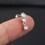 Gold Screw Stud Earrings with Mini Zircon for Women