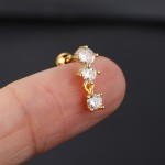 Gold Screw Stud Earrings with Mini Zircon for Women