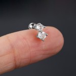 Gold Screw Stud Earrings with Mini Zircon for Women