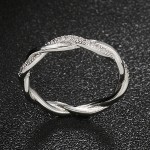Dainty Winding Crystal Ring for Women, Silver-Tone Wedding Engagement Jewelry