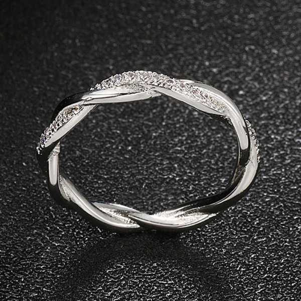 Dainty Winding Crystal Ring for Women, Silver-Tone Wedding Engagement Jewelry