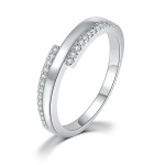 Dainty Winding Crystal Ring for Women, Silver-Tone Wedding Engagement Jewelry