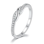 Dainty Winding Crystal Ring for Women, Silver-Tone Wedding Engagement Jewelry