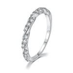 Dainty Winding Crystal Ring for Women, Silver-Tone Wedding Engagement Jewelry