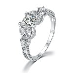 Dainty Winding Crystal Ring for Women, Silver-Tone Wedding Engagement Jewelry