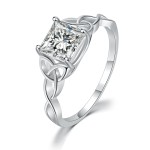 Dainty Winding Crystal Ring for Women, Silver-Tone Wedding Engagement Jewelry