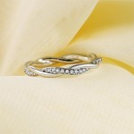 Dainty Winding Crystal Ring for Women, Silver-Tone Wedding Engagement Jewelry