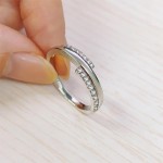 Dainty Winding Crystal Ring for Women, Silver-Tone Wedding Engagement Jewelry