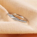 Dainty Winding Crystal Ring for Women, Silver-Tone Wedding Engagement Jewelry