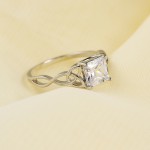 Dainty Winding Crystal Ring for Women, Silver-Tone Wedding Engagement Jewelry