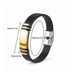 Men's Black Stainless Steel Silicone Bracelet - Punk Rock Hip Hop Wristband