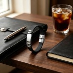 Men's Black Stainless Steel Silicone Bracelet - Punk Rock Hip Hop Wristband